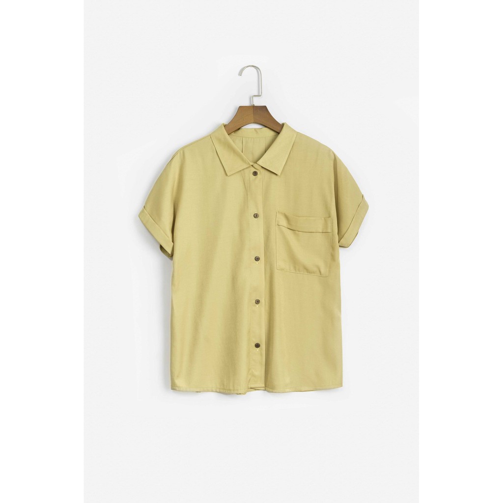 Áo sơ mi basic tay ngắn nữ MADELEN cánh dơi nhiều màu vải tơ lụa phong cách công sở | BigBuy360 - bigbuy360.vn