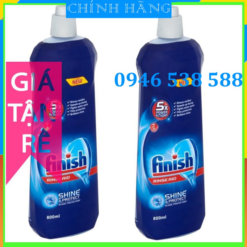 Combo 2 chai Nước làm bóng Finish 800ml, dung dịch nước làm bóng bát finish 800ml, dầu bóng finish 750ml, 400ml, 500ml