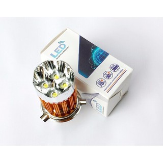 Đèn pha led xe máy h4 3 led 9w có viền màu