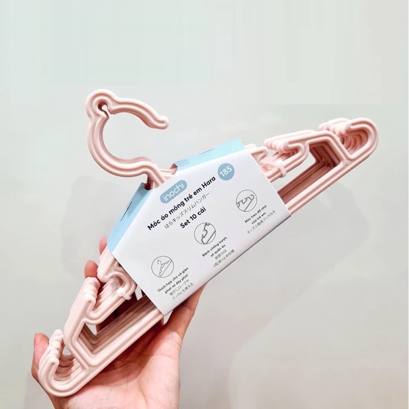 Combo 50 móc quần áo trẻ em Inochi 185, Móc nhựa Inochi 185 phơi quần áo cho bé sơ sinh và trẻ em Thị Nắng Store