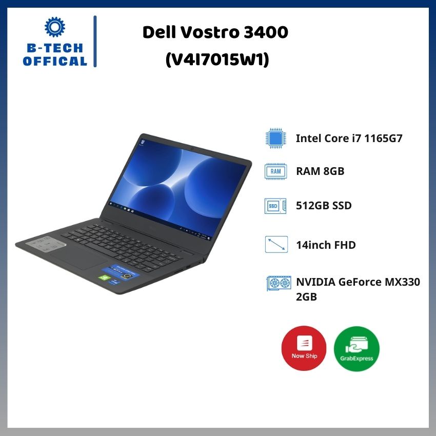 [ TẶNG VOUCHER 150K ] Laptop Dell Vostro 3400 (V4I7015W1)/ Black/ Intel Core i7 1165G7 (1.2Ghz,12MB)/ RAM 8GB