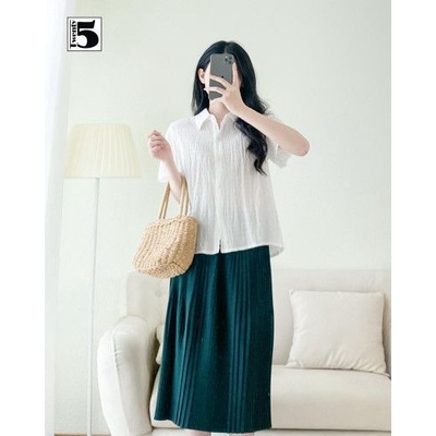 Áo sơ mi nữ công sở tay ngắn dáng suông chất xốp nhăn Twentyfive TA36