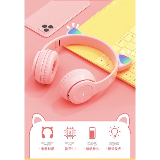 Tai nghe mèo Bluetooth MÀU HỒNG chính hãng CAT EARS