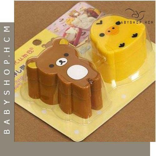 Bộ khuôn bento ép bánh mì hình gấu và gà rilakkuma