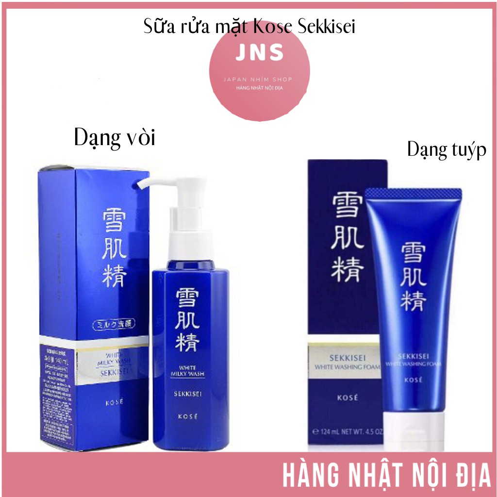 Sữa rửa mặt Kose Sekkisei White Milky Wash 140ml dưỡng ẩm trắng da và white washing foam 130g