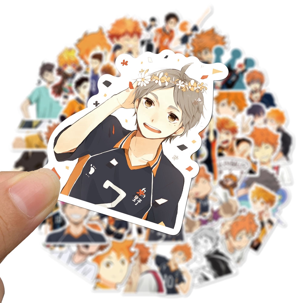 Sticker Set 52 Nhãn Dán Trang Trí Chống Thấm Nước Kiểu Hoạt Hình Haikyuu