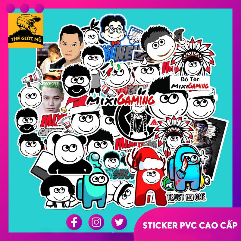 Sticker Độ Mixi dán mũ bảo hiểm, điện thoại, vali, laptop cute PVC chống nước