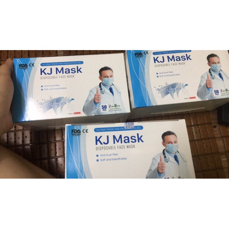 Khẩu trang y tế 4 lớp kháng khuẩn - KJ Mask 50 chiếc/hộp