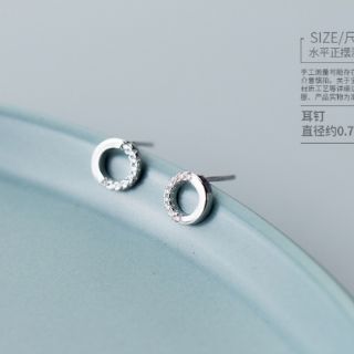 2 đôi Stub earing tròn đính đá S925 e6506
