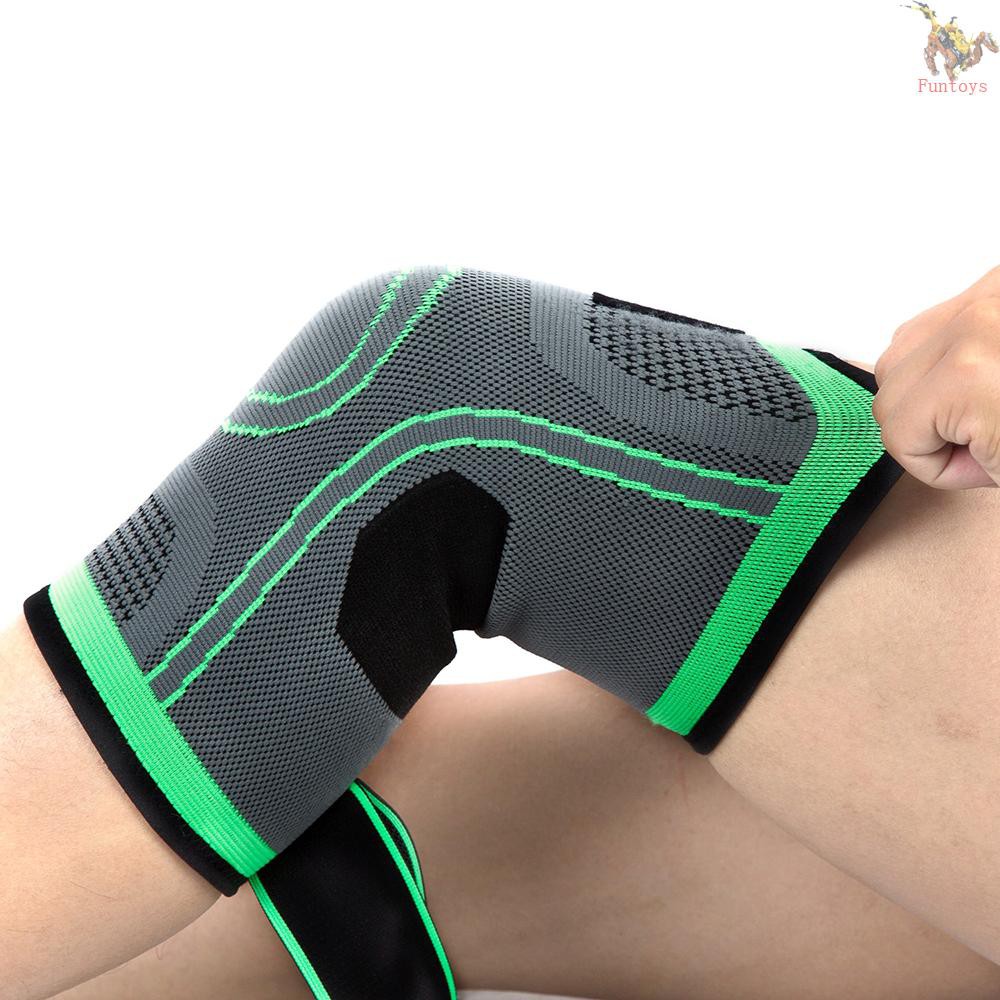 FUNTOYS 1PC Knee Support Professional Protectives Sports Knee Pad Breathable Bandage Black+grey XL