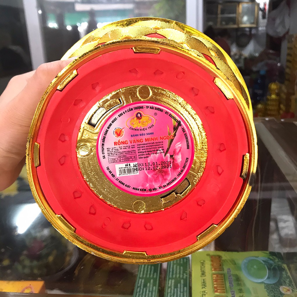 Bánh đậu xanh rồng vàng Minh Ngọc đào lưới 220g