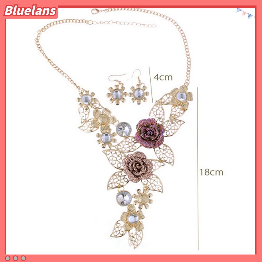 Bộ Vòng cổ + Đôi Bông Tai Hình Chiếc Lá Thời Trang Cho Nữ