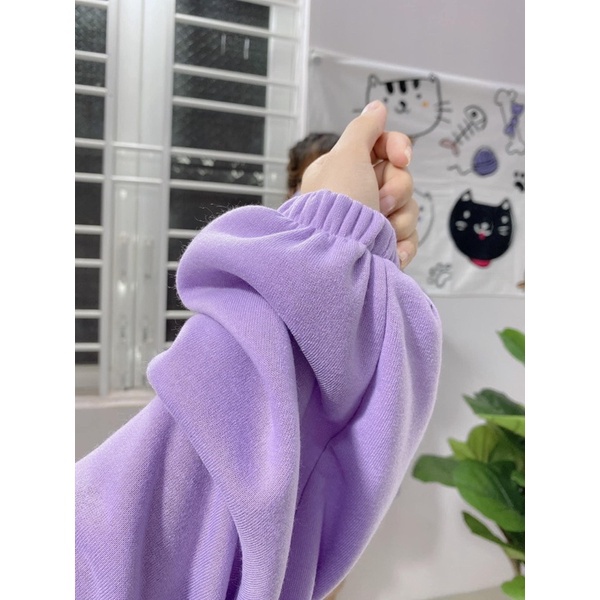 Áo khoác nữ nỉ bông khoá kéo, hoodie zip Banana dày dặn nón rộng, tay phồng