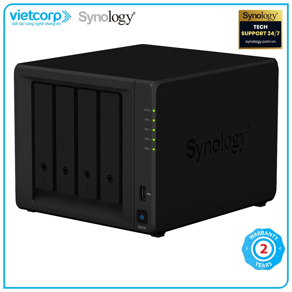 Thiết bị lưu trữ mạng NAS Synology DS418 - Hàng chính hãng