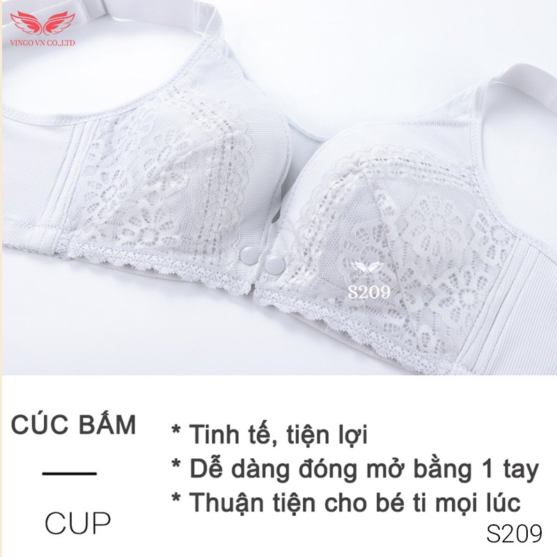 Áo Lót Bầu Cho Con Bú Nữ VINGO Đệm Vừa Có Cúc Bấm Tháo Mở Tiện Lợi Ôm Ngực Cao Cấp S209 VNGO