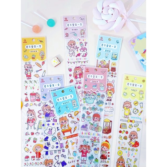 [SALE] Sticker nhãn dán trong khổ chữ nhật dài cute [RINH LÀ CÓ QUÀ] trang trí tập, sổ tay, bàn học,...