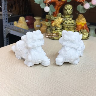 Cặp tỳ hưu phong thủy đá trắng non nước 8cm