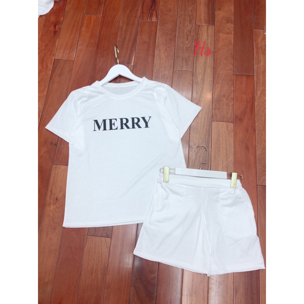 Set bộ MERRY gồm áo thun + quần đùi nam nữ Unisex  , phông Cotton mềm mịn mùa Hè  SP1051 UNI STORE