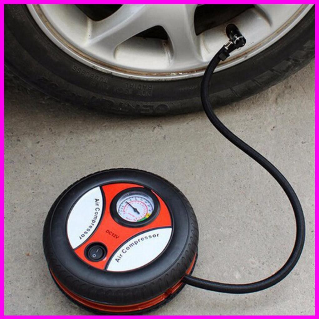 [BÁN CHẠY] Bơm lốp tròn mini điện 12V đa năng - máy bơm xe ô tô mini bt
