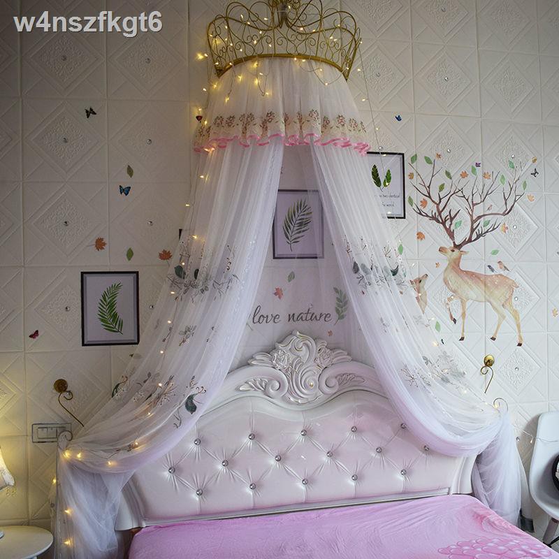 ✜▧rèm màn chống muỗi công chúa Bắc Âu gió giường trang trí đầu vải cô gái màu hồng vương miện Giá đỡ