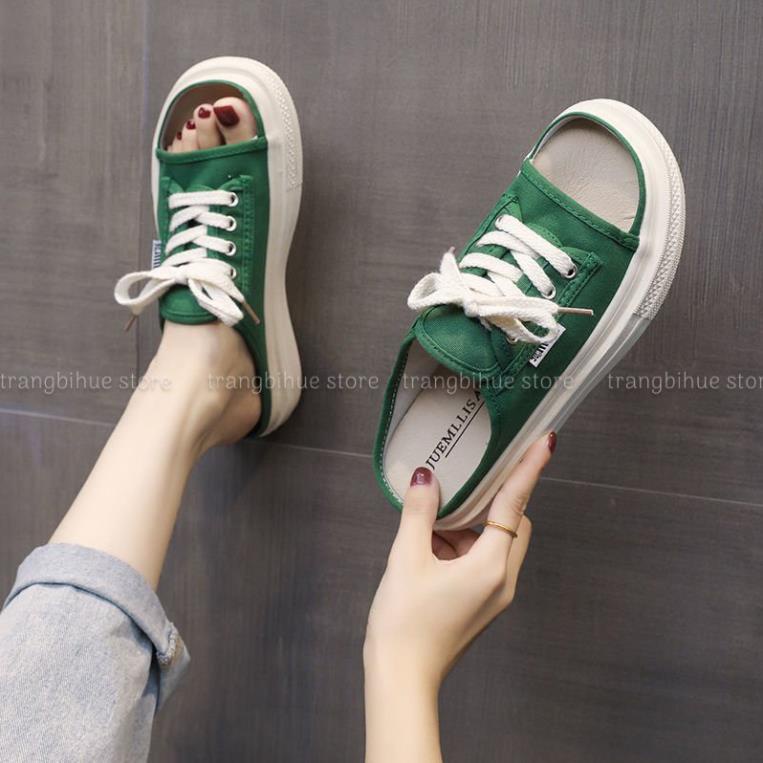 Dép Sục nữ  Hở Mũi CHIBAMY đế bánh mì cao 3 phân,Sục thể thao đế bánh mì  thắt dây vải mịn kiểu dáng hot nhất 2022