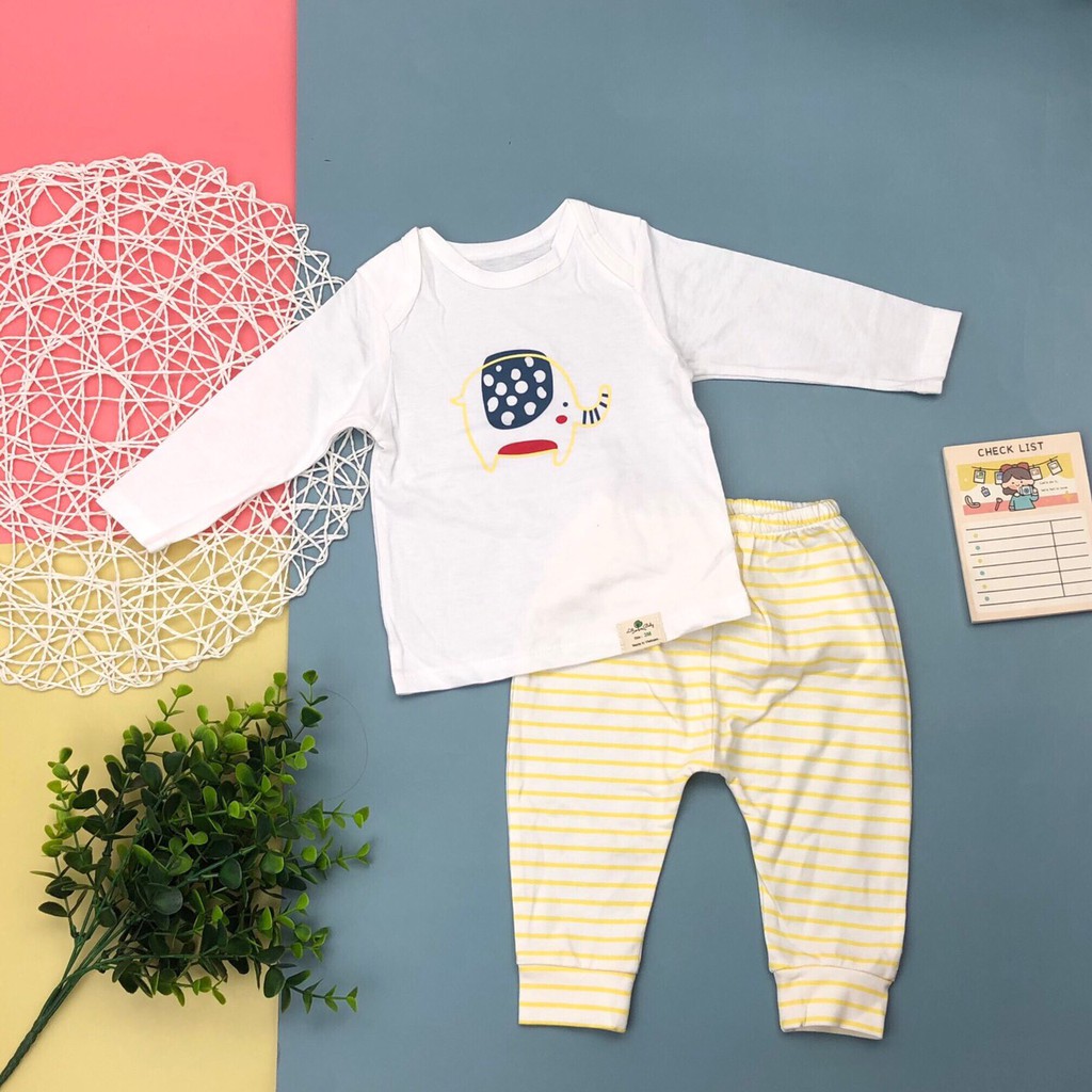 Bộ Sơ Sinh vải mỏng Hàn Quốc Dài Tay LITIBABY cho bé trai, bé gái size 3-36 tháng -H5500