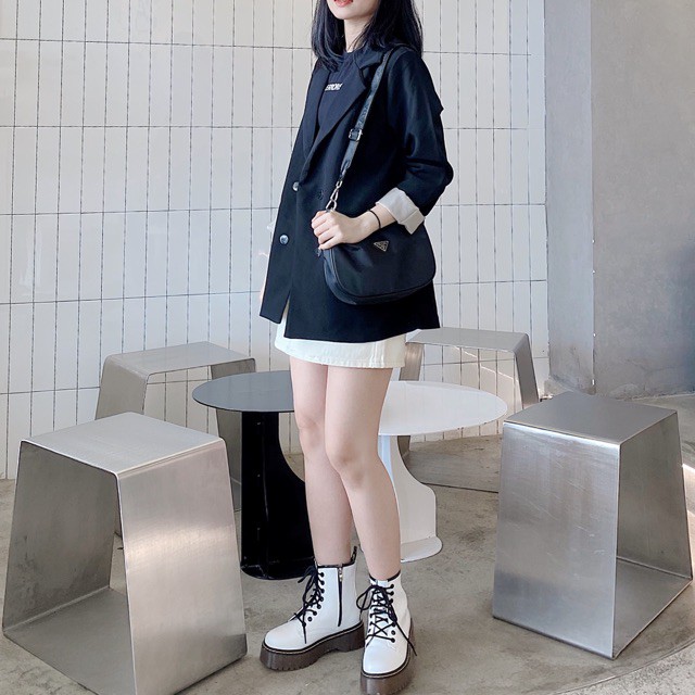 Áo blazer 2 lớp nữ áo vest khoác ngoài phong cách hàn quốc màu đen nâu tây kẻ kozoda AK1a