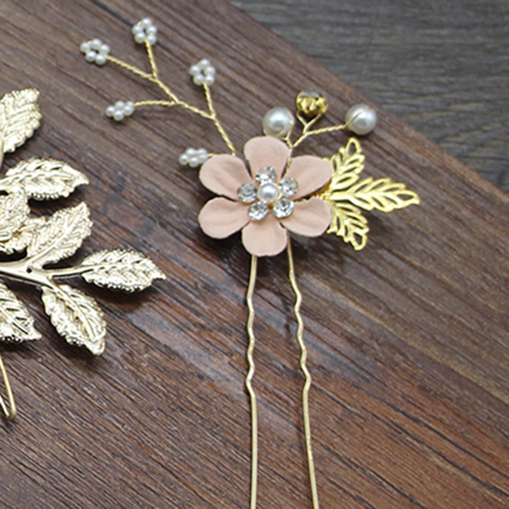 Lược cài tóc hình chữ U đính ngọc trai giả thanh lịch cho cô dâu