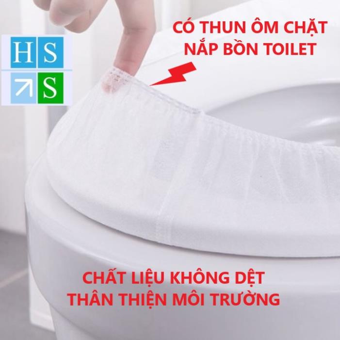 (Bịch 10 cái) Bọc lót nắp bồn cầu toilet dùng 1 lần sạch sẽ không thấm nước tiện mang theo du lịch - HS Shop Thủ Đức