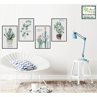 Decal Tranh Nhiệt đới - Set 4 tranh viền đen