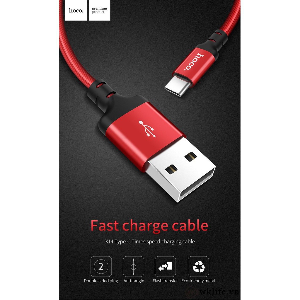Cáp Sạc S8, S8+, Note 8, Note 9 Cổng Type C HoCo X14 HÀNG ĐẸP