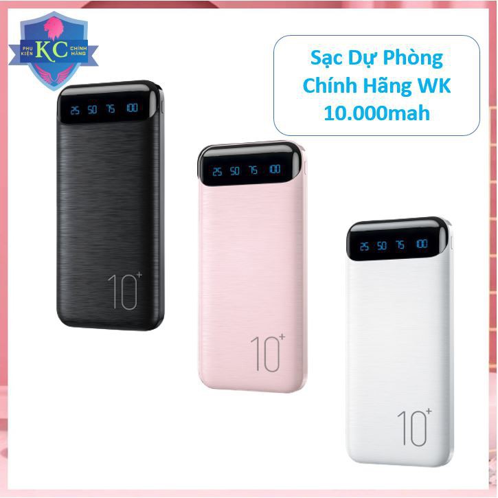 [Rẻ Vô Địch] SẠC DỰ PHÒNG WK- Sạc dự phòng chính hãng 10000mah WK - WP161 hỗ trợ sạc nhanh có 2 cổng USB