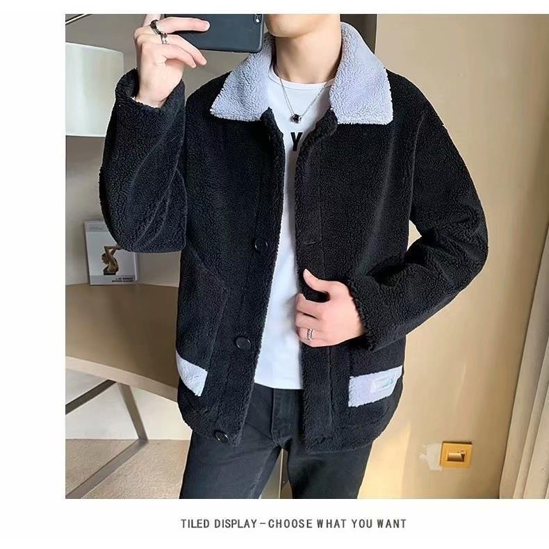 Áo Khoác Len Lông Cừu Dày Dặn Giữ Ấm Thời Trang Trẻ Trung Cho Nam