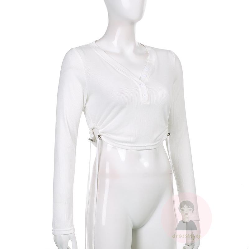 Áo Thun Tay Dài Cổ Chữ V Màu Sắc Thời Trang Dành Cho Nữ