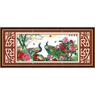 Tranh Thêu Chữ Thập Khổng Tước Phú Quý RY11183 (KHÁCH TỰ THÊU) KT:145X70CM