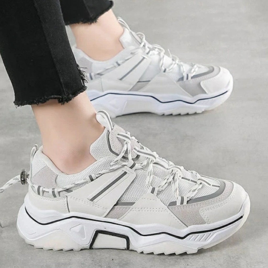 GIÀY THỂ THAO NỮ Ulzzang kiểu dáng sneaker hottrend viền phản quang mã CINE