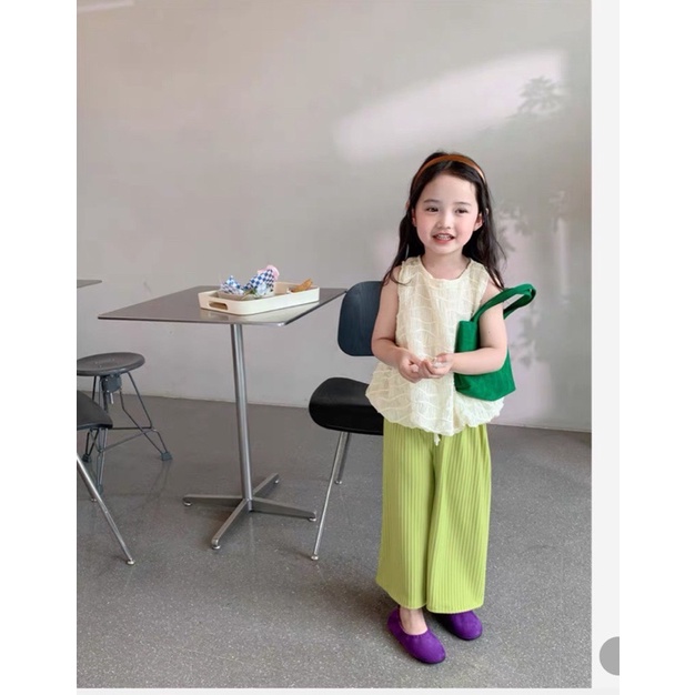 bộ áo bồng quần tăm xanh đen bé gái (ah)