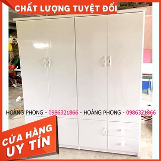 Tủ quần áo 4 cánh trắng - Tủ nhựa đài loan cao cấp (1m62 x 1m85) Miễn phí vận chuyển Bảo hành 2 năm tại nhà