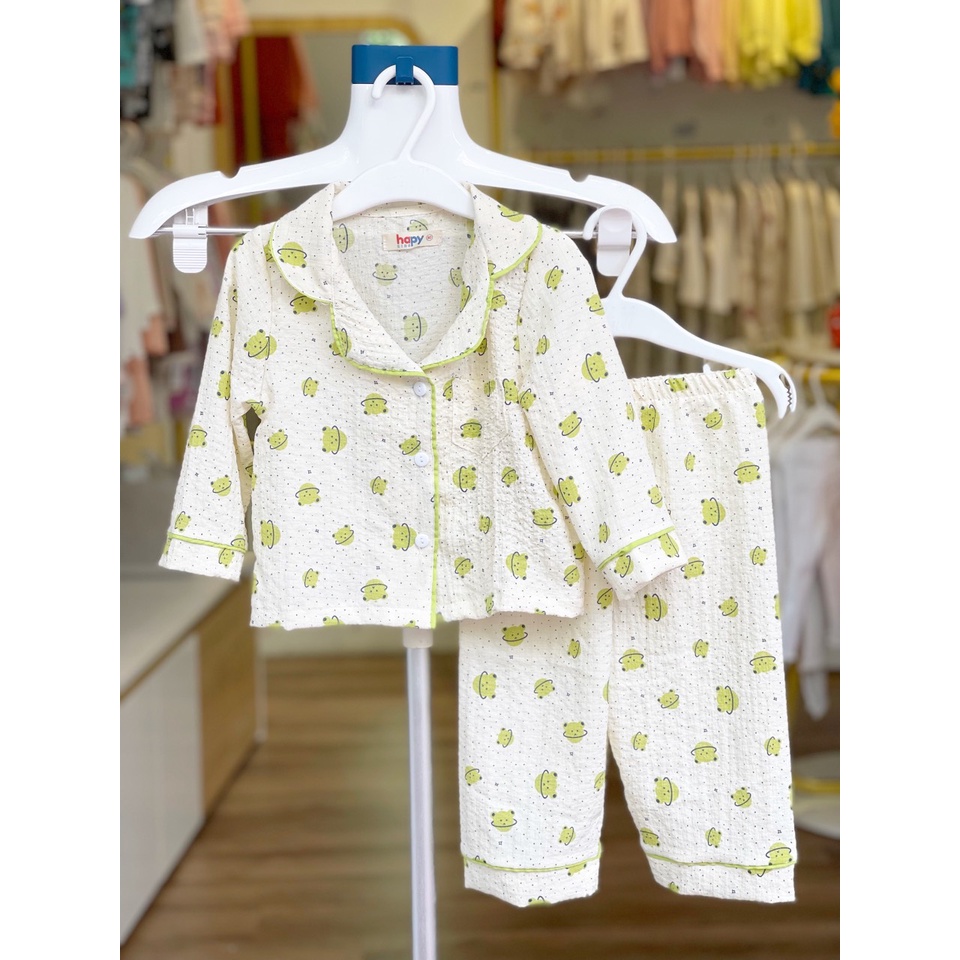 Bộ pijama cho bé gái chất, bộ ngủ dài tay mặc nhà cho bé từ 9-20kg Hapykids 22.Pija.01
