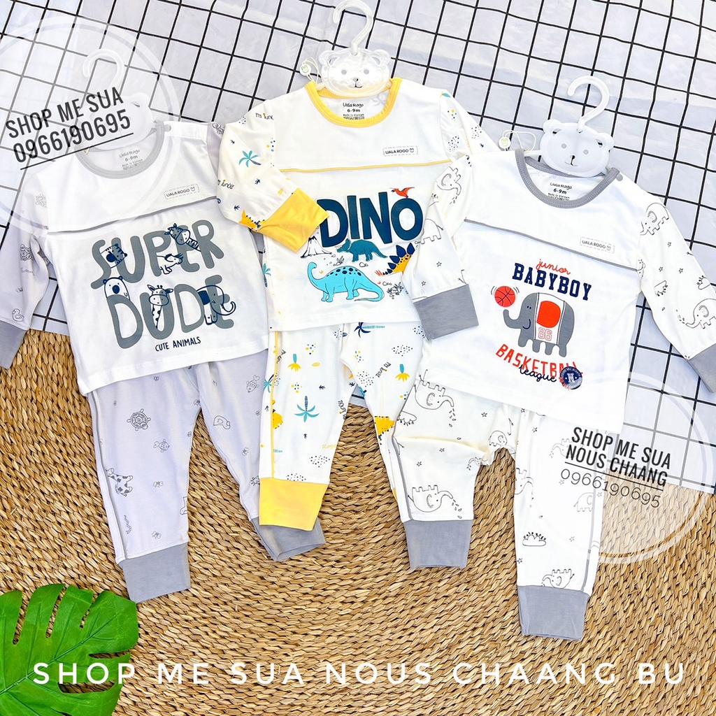 [UALAROGO] Bộ dài tay cài vai chất liệu bamboo cho bé 6M-3Y mặc điều hòa