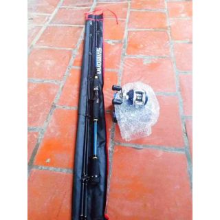 Combo Bộ cần câu lure máy ngang 2 ngọn 1m8+ máy YOMOSHI LV201