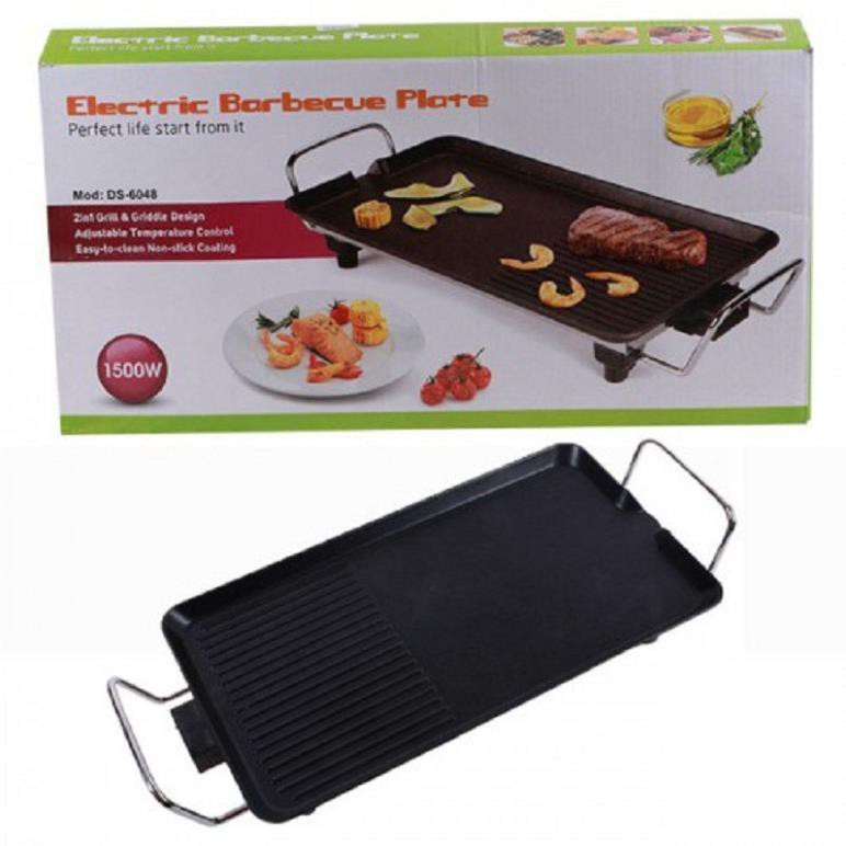 [Mua ngay] VỈ NƯỚNG ĐIỆN ELECTRIC BARBECUE PLATE - ĐEN - BẢO HÀNH 6 THÁNG - SIZE LỚN HIP MART