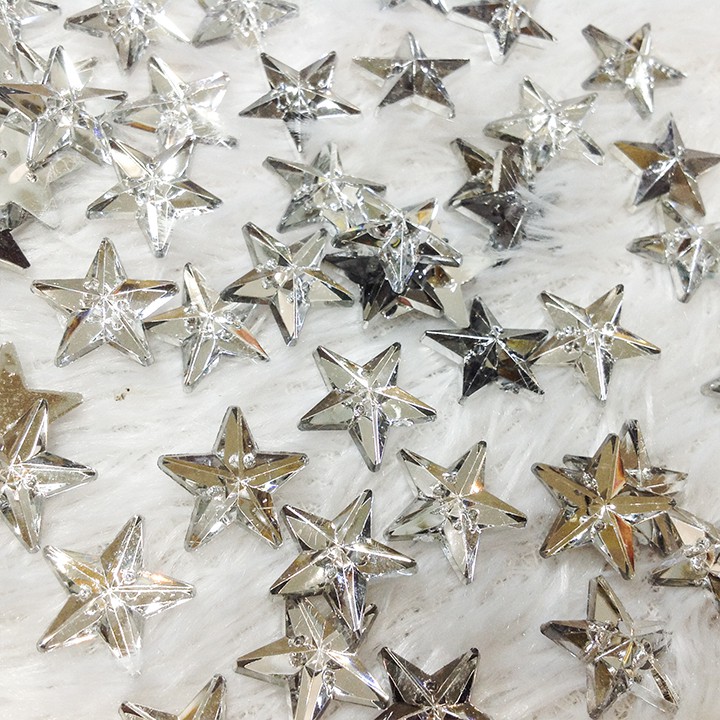 Hạt đá kết áo acrylic hình ngôi sao 5 cánh ánh bạc lấp lánh siêu đẹp