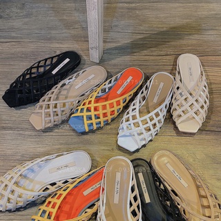 GIÀY DÉP SỤC RỌ BÚP BÊ  NỮ ĐẾ BỆT DÂY MÃNH ĐAN RỌ BẢN HỞ MŨI PHONG CÁCH HÀN QUỐC