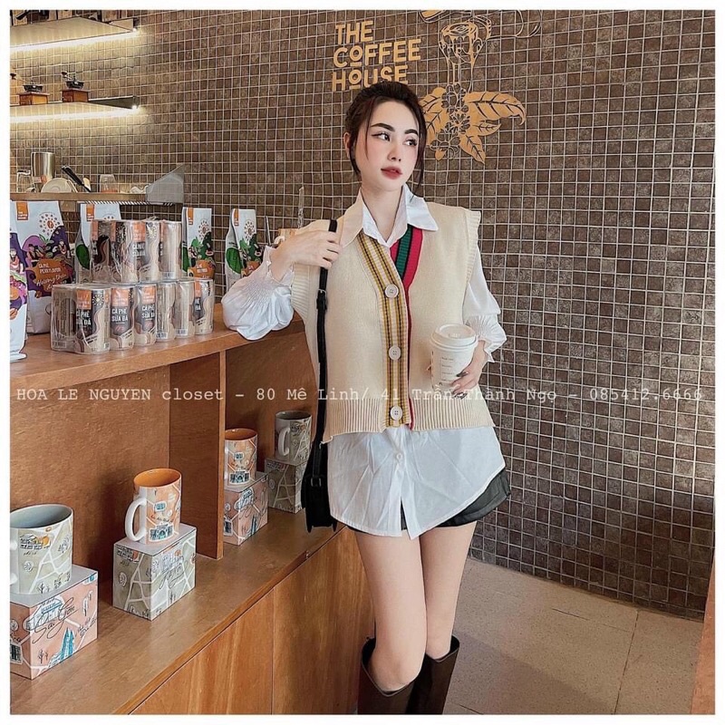 ❤️FREESIZE❤️ Áo len Gile kèm Áo sơ mi trắng mặc trong kèm ảnh thật UY Tín