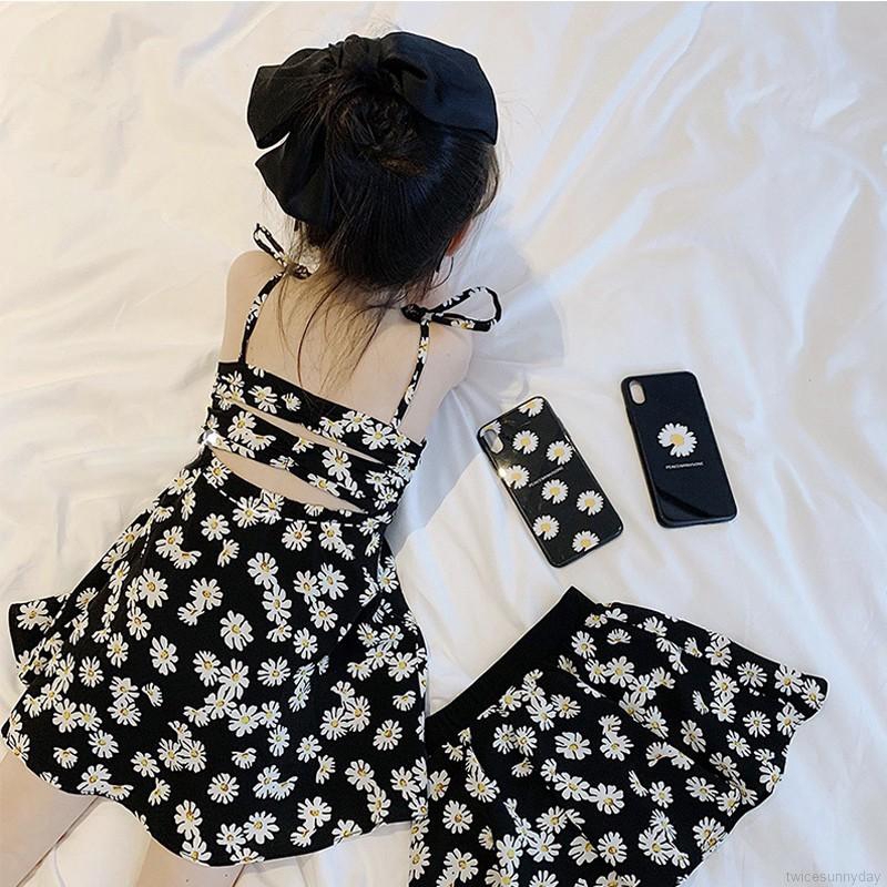 Đầm Hoa Hai Dây Dễ Thương Cho Bé Gái