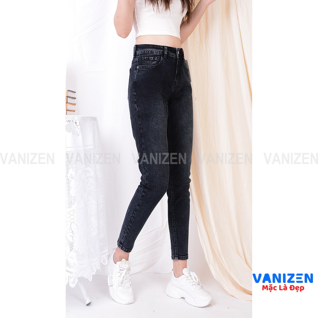 Quần jean nữ ống rộng baggy đẹp lưng cao cạp căn bản trơn xám khói hàng hiệu cao cấp mã 399 VANIZEN