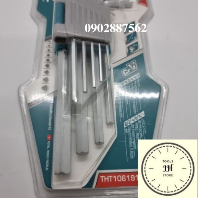 1.5-10mm Bộ lục giác đầu bằng 9 chi tiết hệ mét Total THT106191