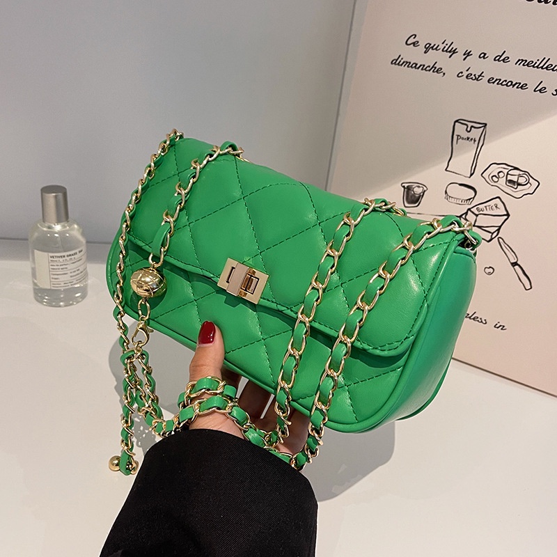 Túi Đeo Chéo Dáng Vuông Nhỏ Phối Dây Xích Thời Trang Mùa Hè Mới 2022 Cho Nữ