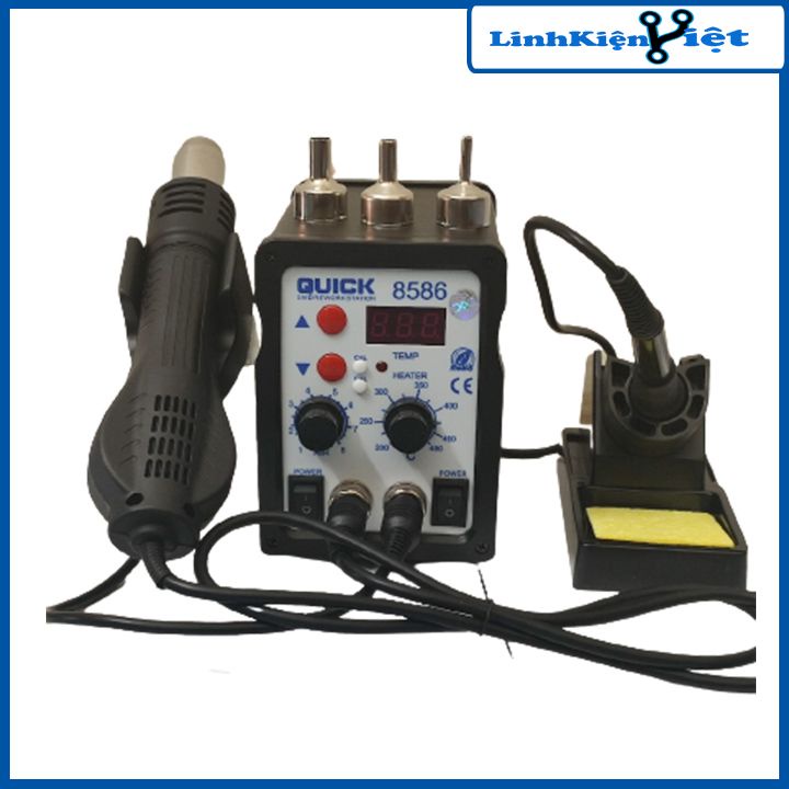 Máy hàn khò điện tử QUICK 8586 2 trong 1 điện áp 220V chỉnh nhiệt công nghệ mới
